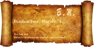 Busbacher Marót névjegykártya